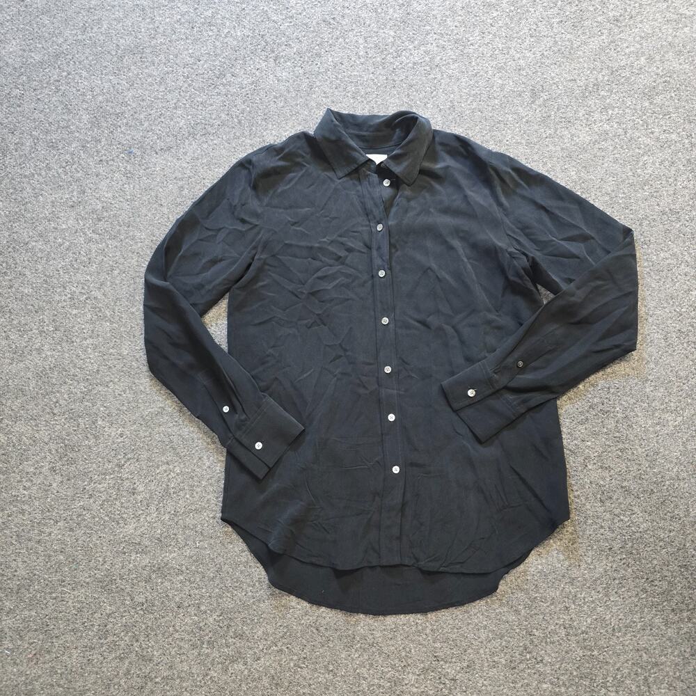 Everlane Top Womens Size 2 Black Silk Button Up Long Sleeve Minimalist Capsule